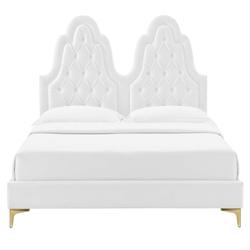 Modway Alexandria Tufted Performance Velvet Twin Platform Bed - White