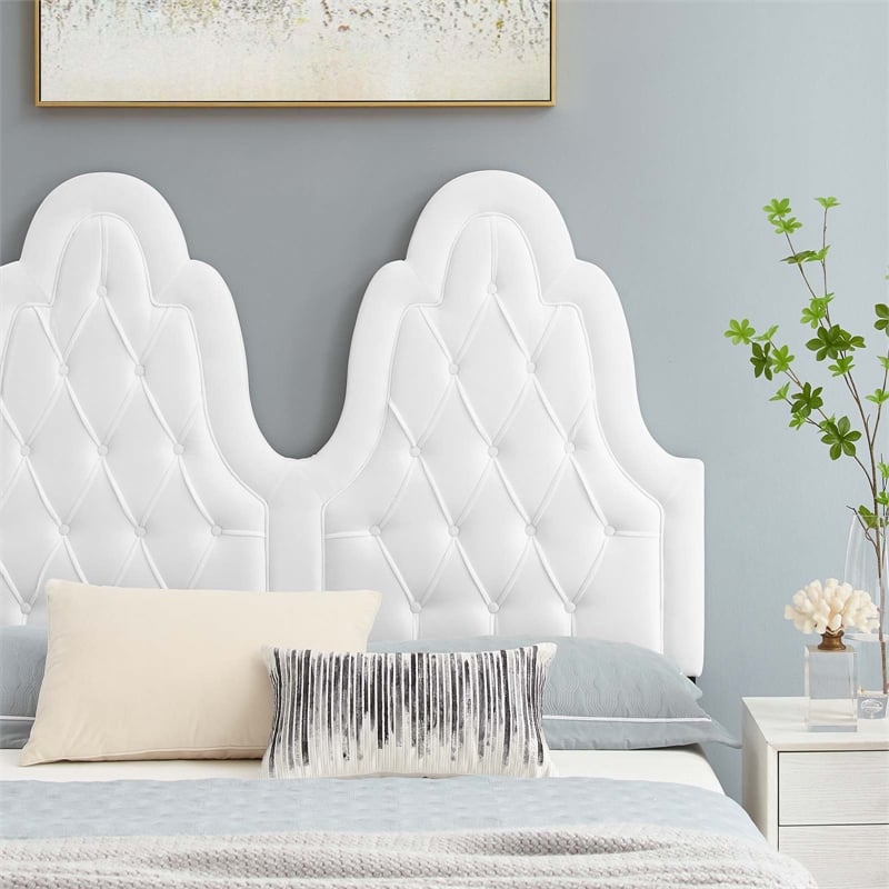 Modway Alexandria Tufted Performance Velvet King Platform Bed in White