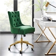 Modway Regent Modern Velvet Swivel Office Chair in Gold & Emerald Green