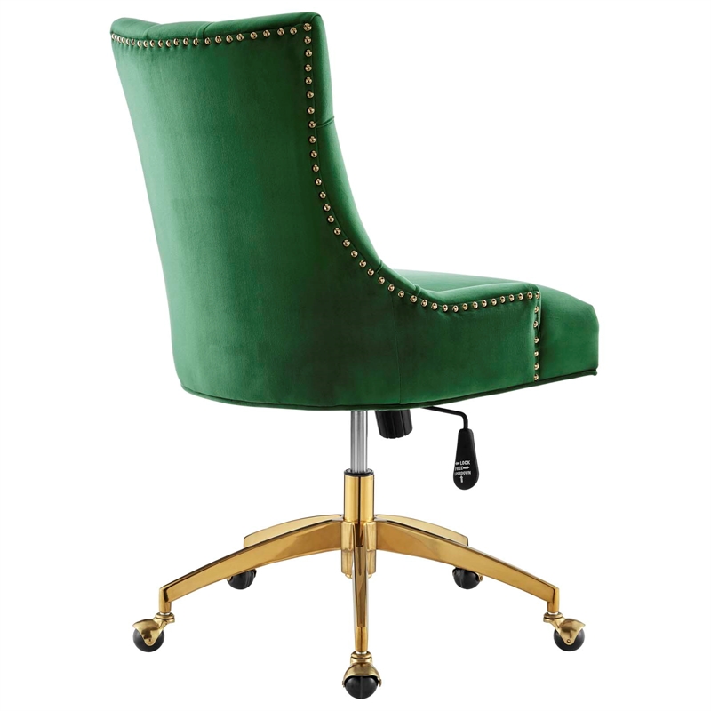 Modway Regent Modern Velvet Swivel Office Chair in Gold & Emerald Green
