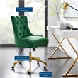 Modway Regent Modern Velvet Swivel Office Chair in Gold & Emerald Green