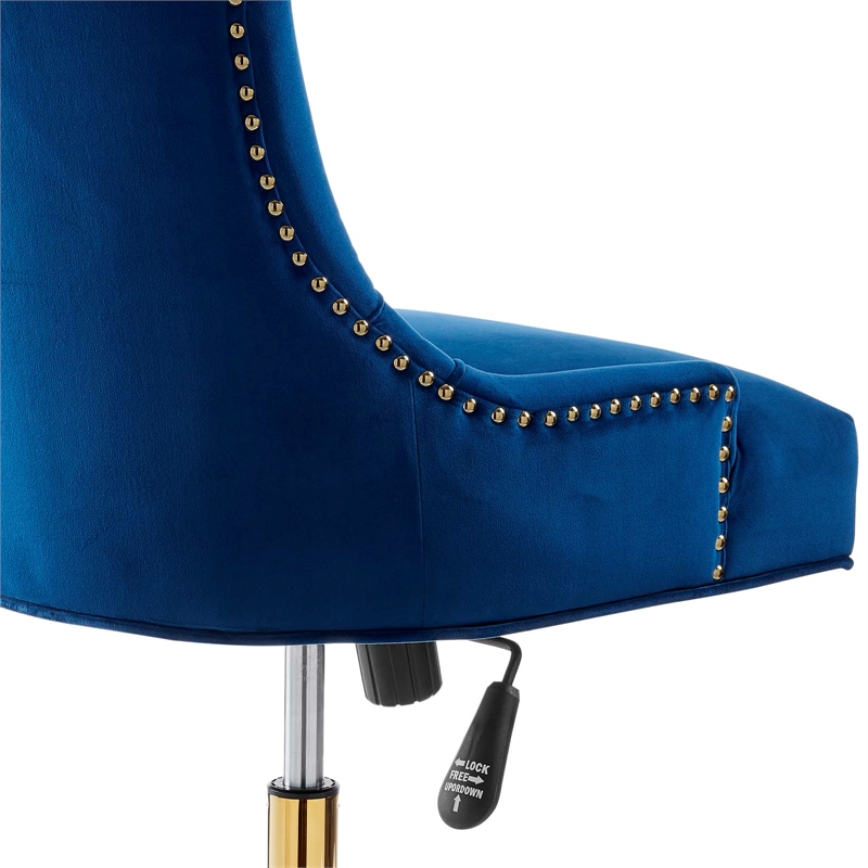 Modway Regent Modern Velvet Swivel Office Chair in Gold & Navy
