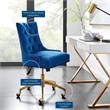 Modway Regent Modern Velvet Swivel Office Chair in Gold & Navy