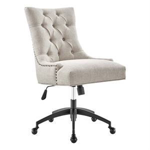 Modway Regent Tufted Back Modern Fabric Swivel Office Chair in Beige/Black