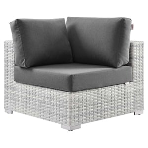 Modway Convene Modern Fabric Outdoor Patio Corner Chair in Light Gray/Charcoal