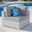 Modway Convene Modern Fabric Outdoor Patio Corner Chair in Light Gray