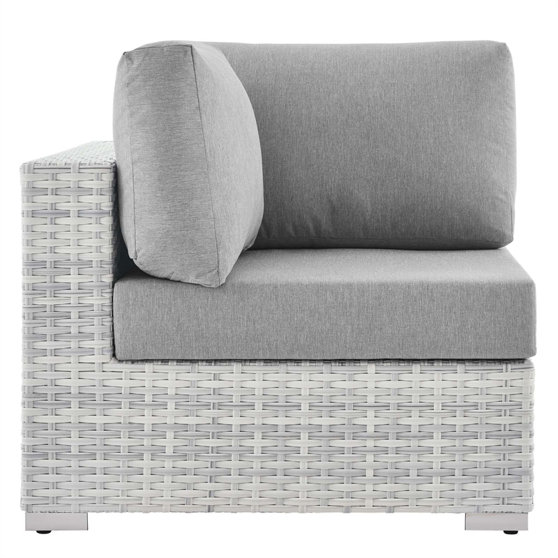 Modway Convene Modern Fabric Outdoor Patio Corner Chair in Light Gray