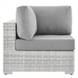 Modway Convene Modern Fabric Outdoor Patio Corner Chair in Light Gray