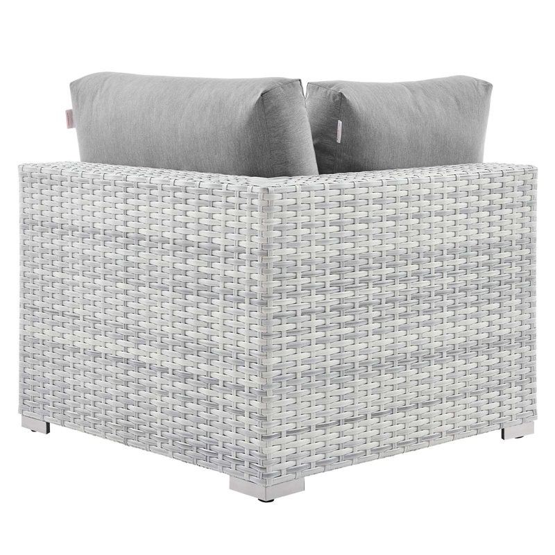 Modway Convene Modern Fabric Outdoor Patio Corner Chair in Light Gray