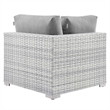 Modway Convene Modern Fabric Outdoor Patio Corner Chair in Light Gray