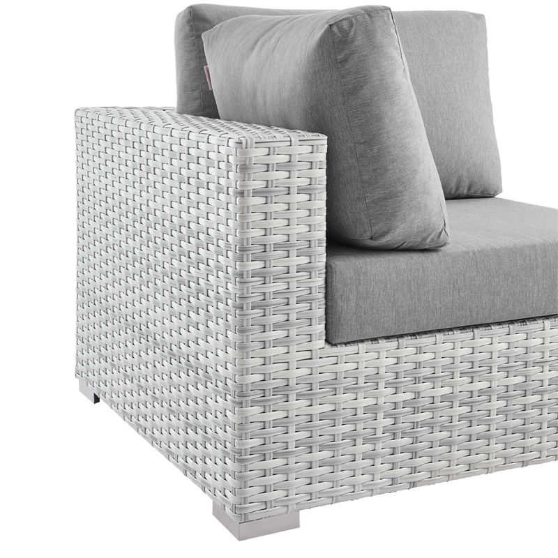 Modway Convene Modern Fabric Outdoor Patio Corner Chair in Light Gray