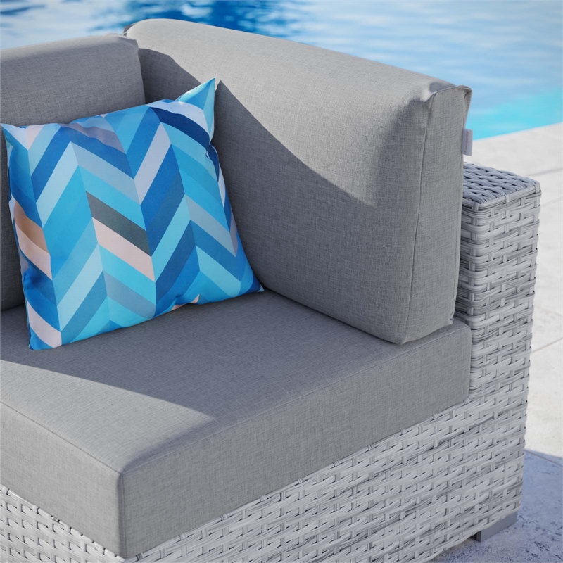 Modway Convene Modern Fabric Outdoor Patio Corner Chair in Light Gray