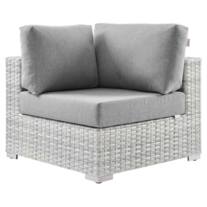 Modway Convene Modern Fabric Outdoor Patio Corner Chair in Light Gray