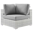Modway Convene Modern Fabric Outdoor Patio Corner Chair in Light Gray