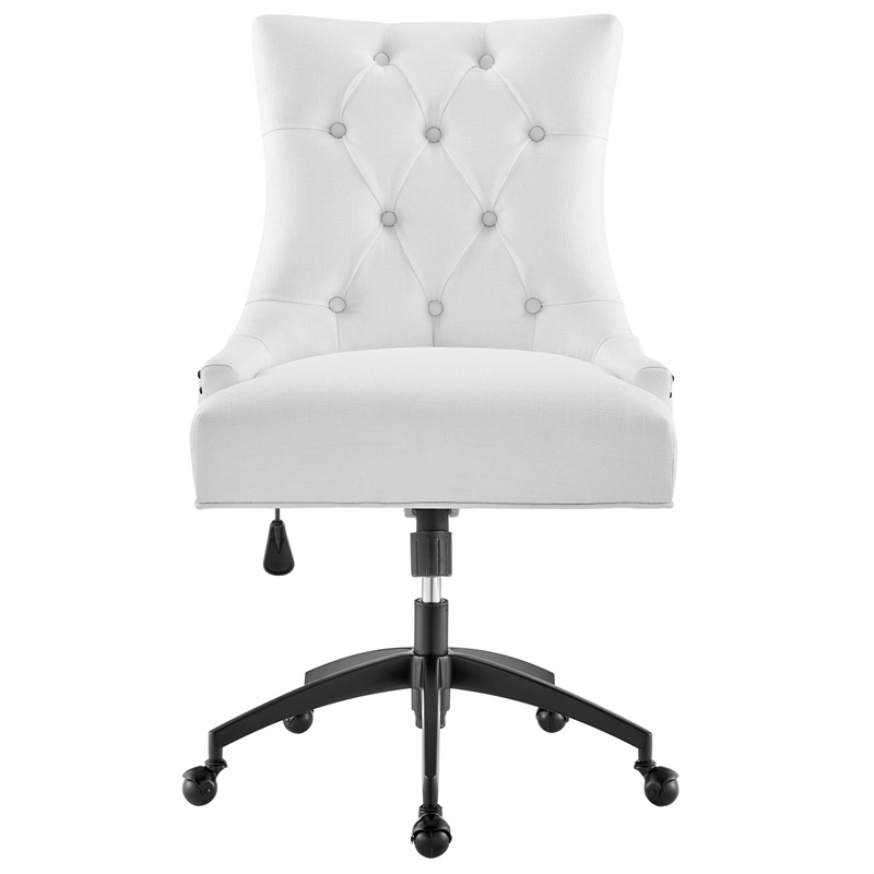 Modway Regent Tufted Back Modern Fabric Swivel Office Chair in White/Black
