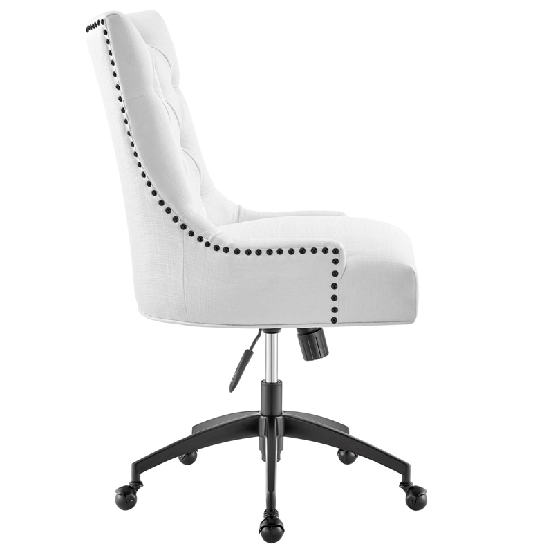 Modway Regent Tufted Back Modern Fabric Swivel Office Chair in White/Black