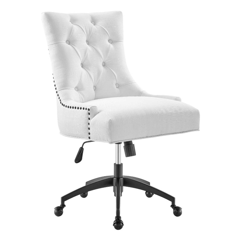 Modway Regent Tufted Back Modern Fabric Swivel Office Chair in White/Black