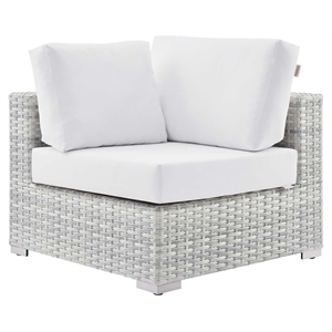 Modway Convene Modern Fabric Outdoor Patio Corner Chair in Light Gray/White