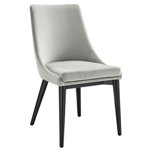 Modway Viscount 19&quot Modern Performance Velvet Dining Chair in Black/Light Gray