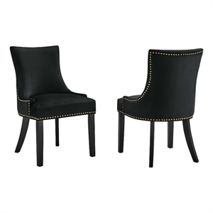 Modway Marquis 20.5&quot Velvet Dining Side Chairs in Black (Set of 2)