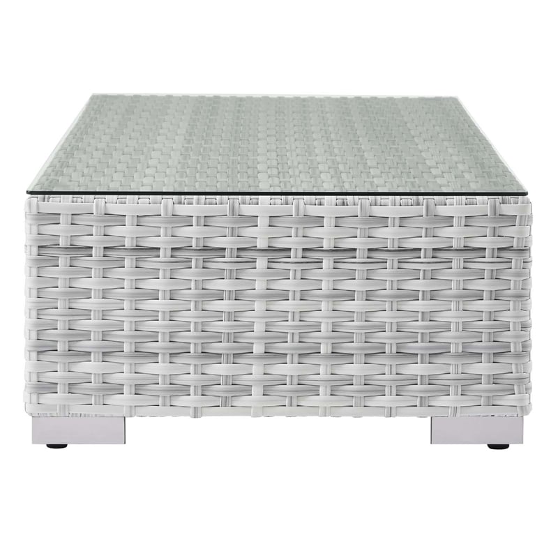 Modway Convene Rattan Outdoor Patio Coffee Table in Light Gray