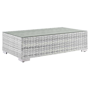 Modway Convene Rattan Outdoor Patio Coffee Table in Light Gray