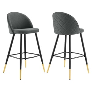 Modway Cordial 29.5&quot Fabric & Metal Bar Stools in Black/Gray (Set of 2)