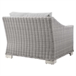 Modway Conway Rattan & Fabric Outdoor Patio Left-Arm Chair in Light Gray