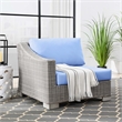 Modway Conway Rattan & Fabric Outdoor Patio Left-Arm Chair in Gray/Light Blue