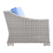 Modway Conway Rattan & Fabric Outdoor Patio Left-Arm Chair in Gray/Light Blue