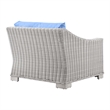 Modway Conway Rattan & Fabric Outdoor Patio Left-Arm Chair in Gray/Light Blue