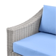 Modway Conway Rattan & Fabric Outdoor Patio Left-Arm Chair in Gray/Light Blue