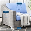 Modway Conway Rattan & Fabric Outdoor Patio Left-Arm Chair in Gray/Light Blue