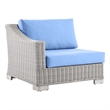 Modway Conway Rattan & Fabric Outdoor Patio Left-Arm Chair in Gray/Light Blue