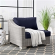 Modway Conway Rattan & Fabric Outdoor Patio Left-Arm Chair in Light Gray/Navy