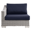 Modway Conway Rattan & Fabric Outdoor Patio Left-Arm Chair in Light Gray/Navy