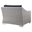 Modway Conway Rattan & Fabric Outdoor Patio Left-Arm Chair in Light Gray/Navy