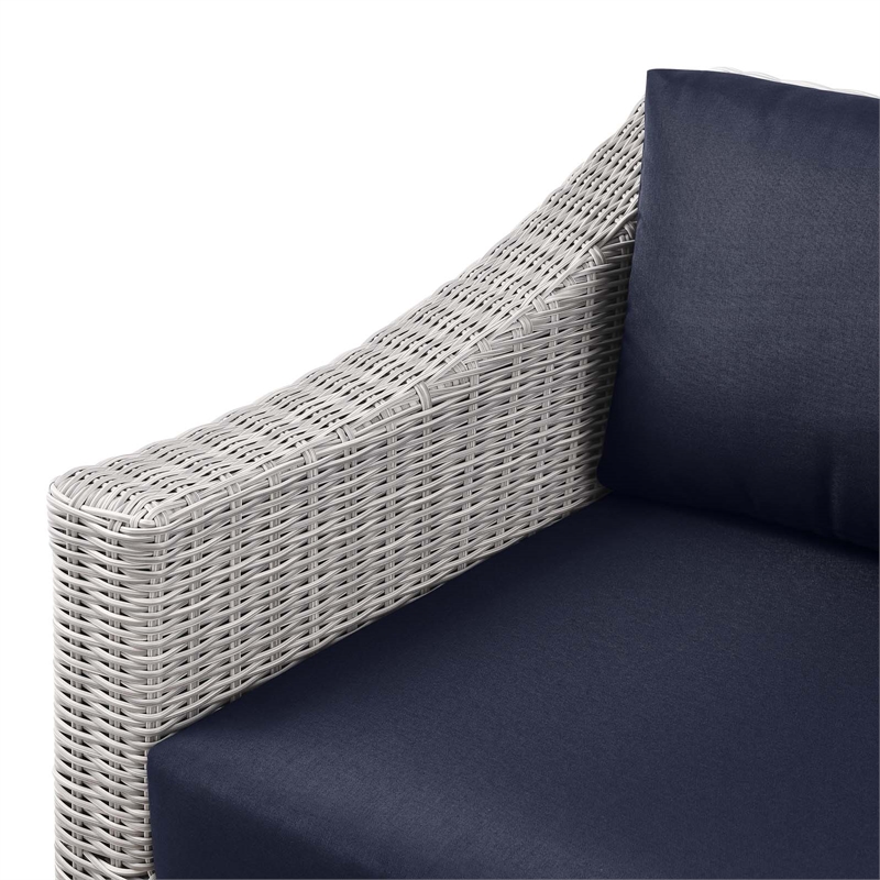 Modway Conway Rattan & Fabric Outdoor Patio Left-Arm Chair in Light Gray/Navy