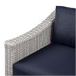 Modway Conway Rattan & Fabric Outdoor Patio Left-Arm Chair in Light Gray/Navy