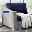 Modway Conway Rattan & Fabric Outdoor Patio Left-Arm Chair in Light Gray/Navy