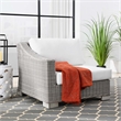 Modway Conway Rattan & Fabric Outdoor Patio Left-Arm Chair in Light Gray/White