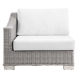 Modway Conway Rattan & Fabric Outdoor Patio Left-Arm Chair in Light Gray/White