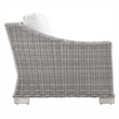 Modway Conway Rattan & Fabric Outdoor Patio Left-Arm Chair in Light Gray/White