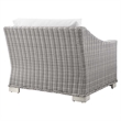 Modway Conway Rattan & Fabric Outdoor Patio Left-Arm Chair in Light Gray/White