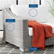 Modway Conway Rattan & Fabric Outdoor Patio Left-Arm Chair in Light Gray/White