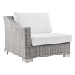 Modway Conway Rattan & Fabric Outdoor Patio Left-Arm Chair in Light Gray/White