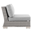 Modway Conway Rattan & Fabric Outdoor Patio Armless Chair in Light Gray