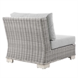 Modway Conway Rattan & Fabric Outdoor Patio Armless Chair in Light Gray