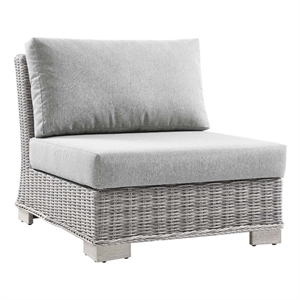 Modway Conway Rattan & Fabric Outdoor Patio Armless Chair in Light Gray
