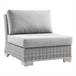 Modway Conway Rattan & Fabric Outdoor Patio Armless Chair in Light Gray